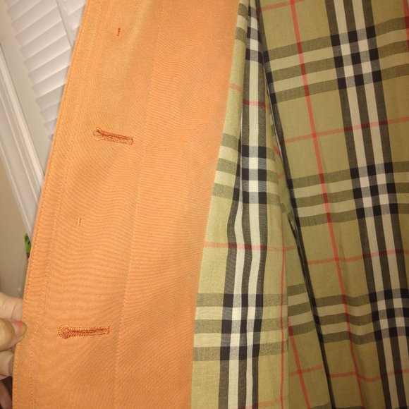 ❤️WOMENS BURBERRY Midi Length Peach Nova Check Lining Trench Swing Coat SZ 4 - Picture 9 of 12